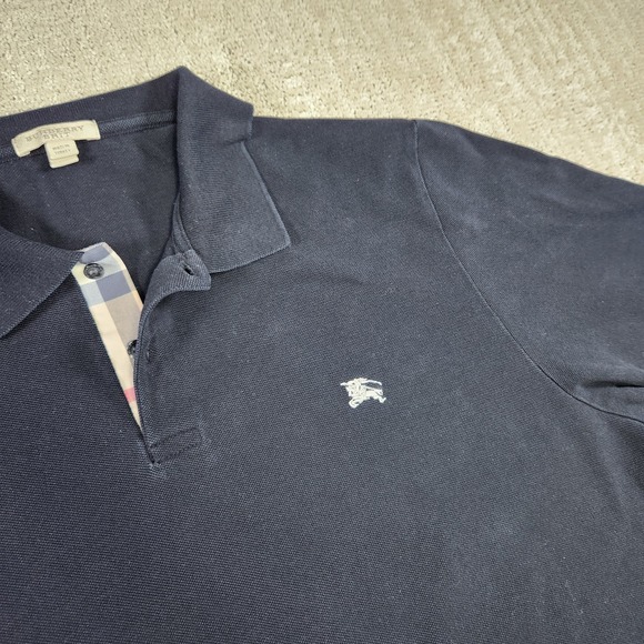 Burberry Other - Burberry Brit Polo Shirt Men XX Classic Fit Nova Check Black Pique Cotton